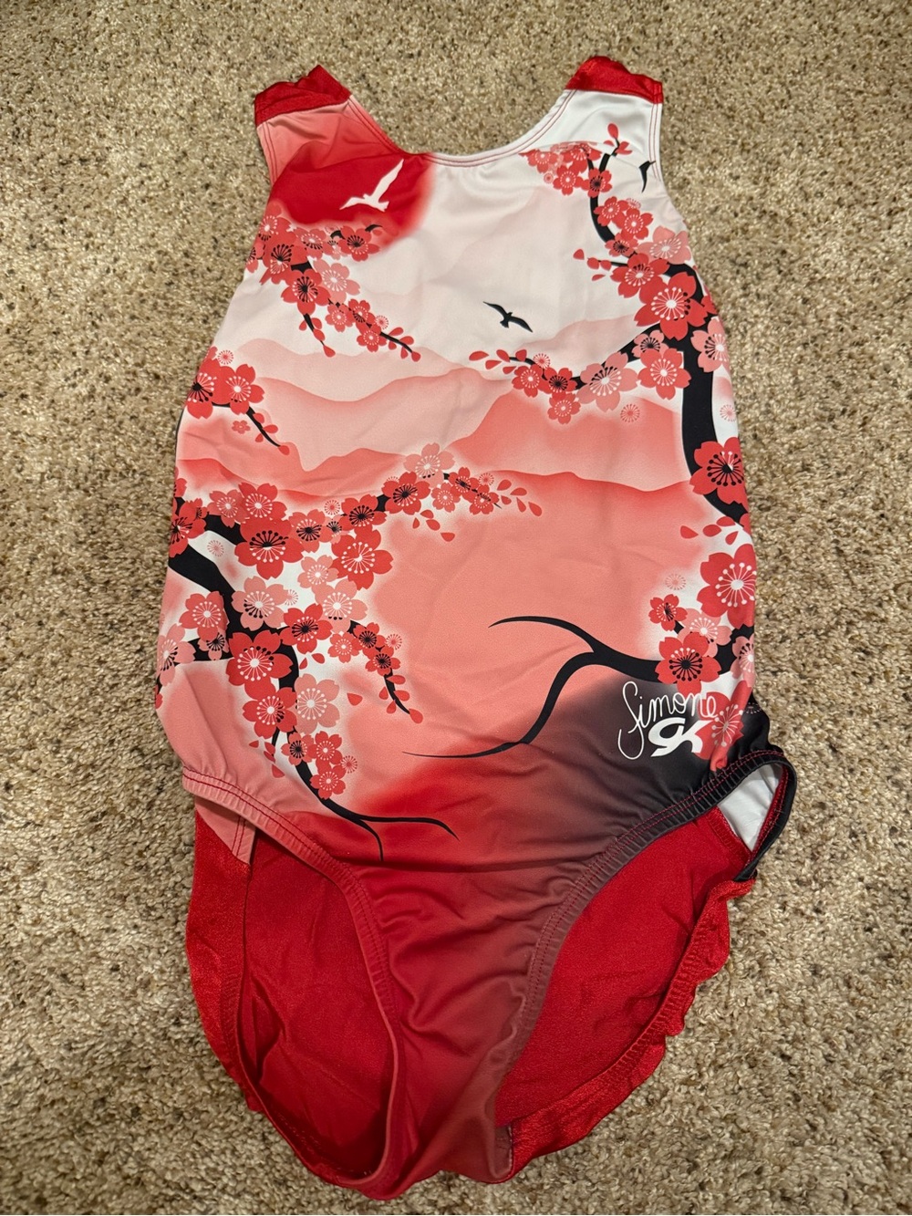 Simone Biles GK Red Floral One-Piece Leotard
